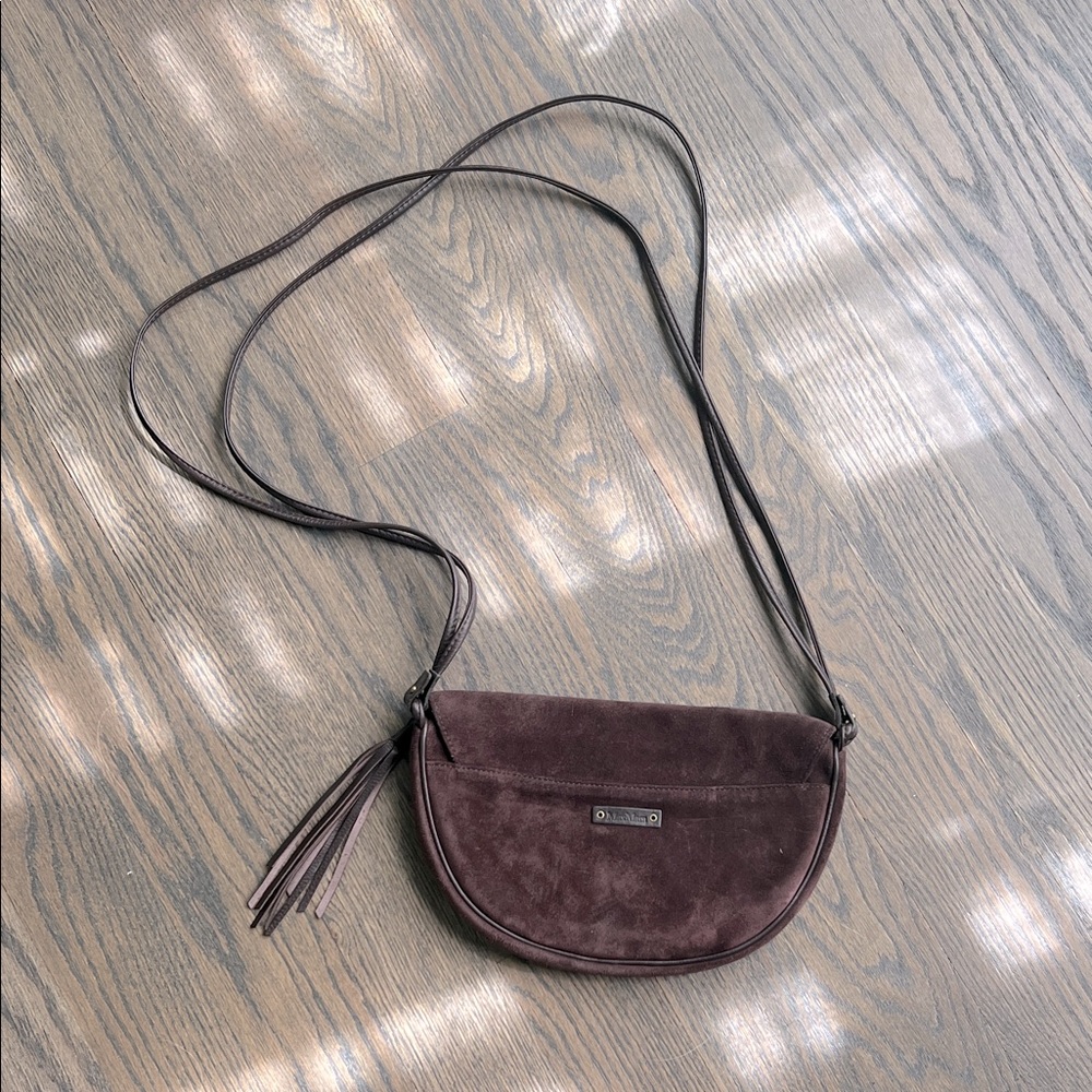Max Mara Dark Brown Suede Crossbody Bag